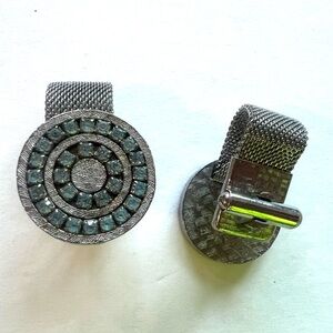 Vintage America Silver Circular Men's womens unisex cuff links  blur art deco